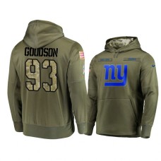 New York Giants #93 B.J. Goodson Olive Pullover Hoodie 2018 Salute To Service