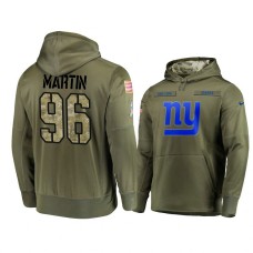 New York Giants #96 Kareem Martin Olive Pullover Hoodie 2018 Salute To Service