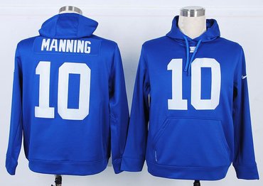 New York Giants 10 Eli Manning Pullover Hoodie Blue