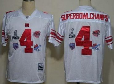 New York Giants 4 Superbowl Champs White NFL Jerseys