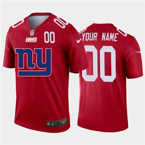New York Giants Custom Red Men's Nike Big Team Logo Player Vapor Limited NFL Jersey