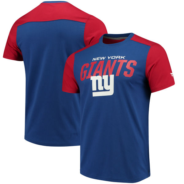 New York Giants NFL Pro Line By Fanatics Branded Iconic Color Blocked T-Shirt RoyalRed