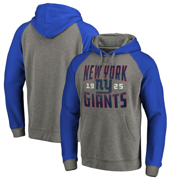 New York Giants NFL Pro Line By Fanatics Branded Timeless Collection Antique Stack Tri-Blend Raglan Pullover Hoodie Ash