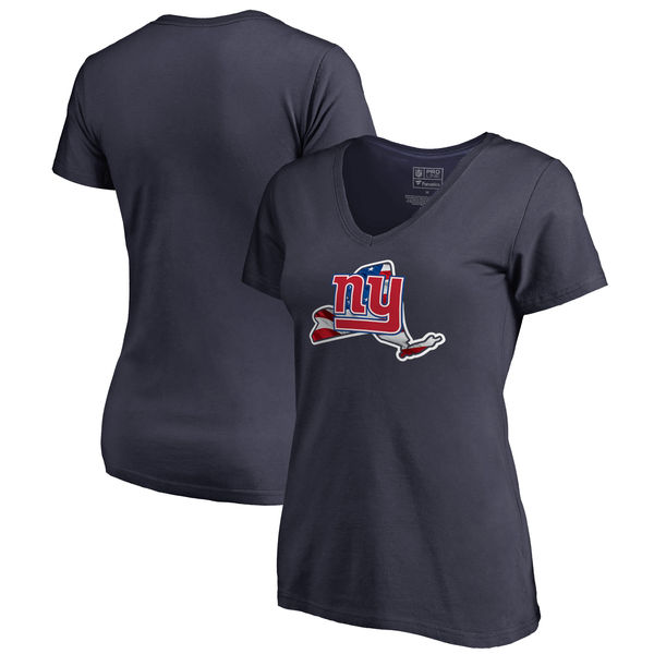 New York Giants Navy Women's NFL Pro Line By Fanatics Branded Banner State T-Shirt