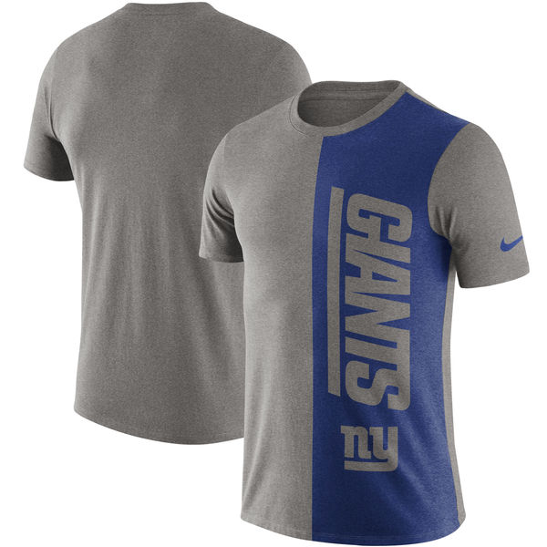 New York Giants Nike Coin Flip Tri Blend T-Shirt Heathered Gray Royal