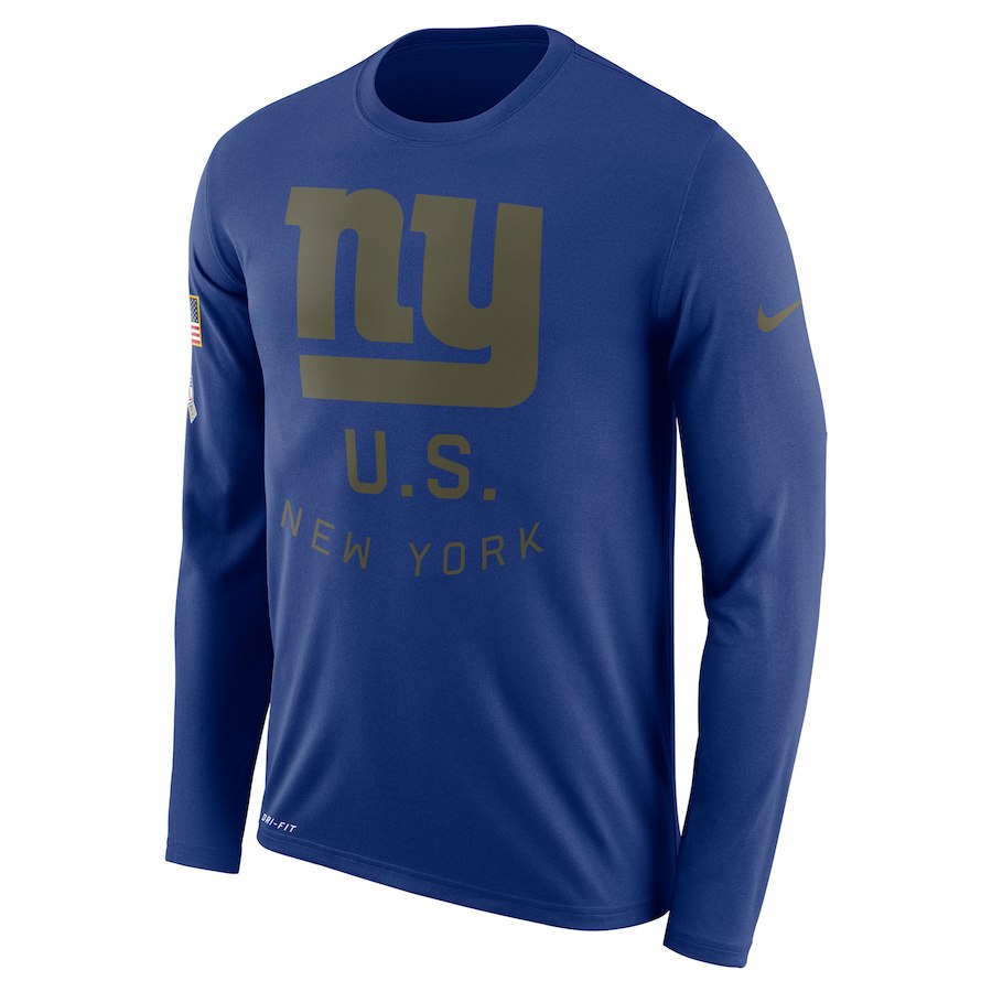 New York Giants Nike Salute To Service Sideline Legend Performance Long Sleeve T-Shirt Royal