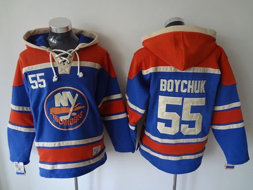 New York Islanders #55 Johnny Boychuk Baby Blue Sawyer Hooded Sweatshirt Stitched NHL jersey
