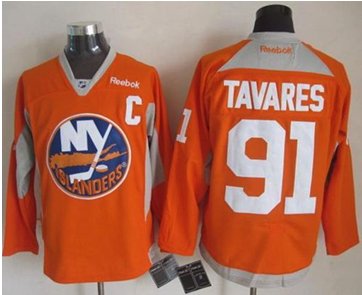 New York Islanders #91 John Tavares Orange Practice Stitched NHL Jersey