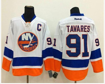 New York Islanders #91 John Tavares Stitched White NHL Jersey