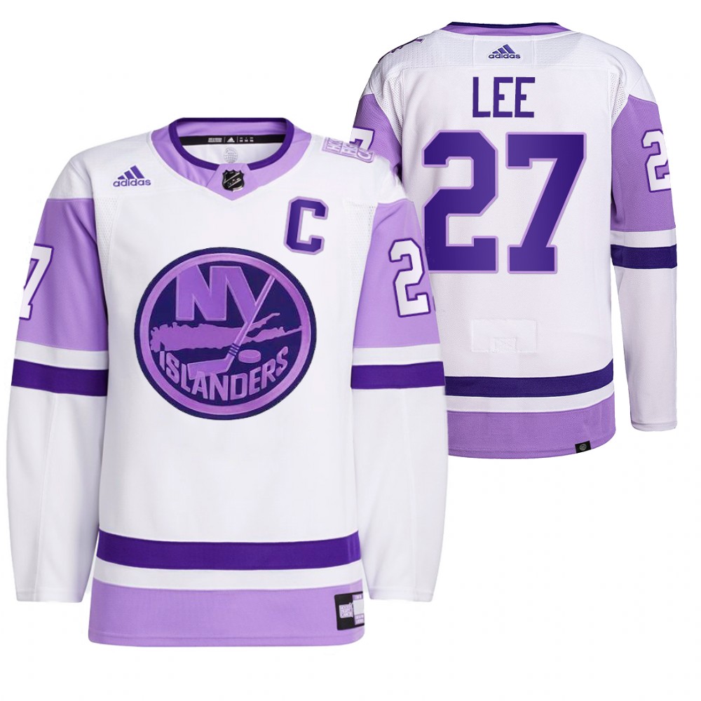 New York Islanders Anders Lee 2021 HockeyFightsCancer White Primegreen Jersey