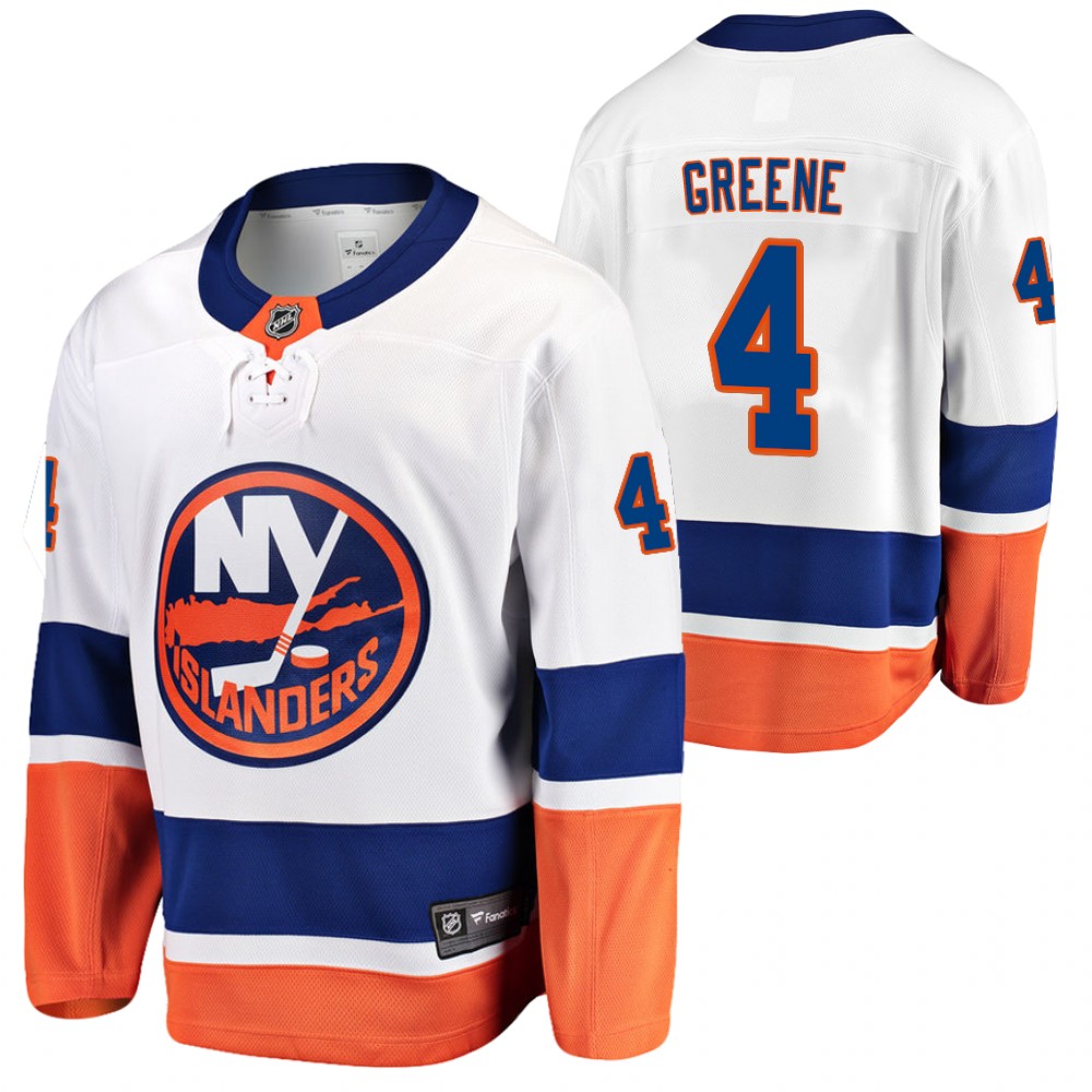 New York Islanders Andy Greene White Away Breakaway Player 2020 Transfer Jersey