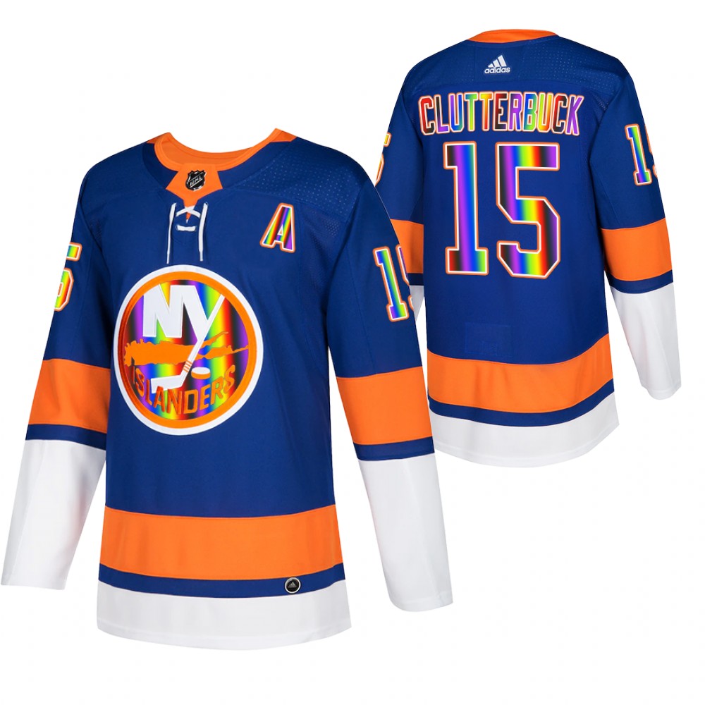 New York Islanders Cal Clutterbuck Royal Pride Night 2022 HockeyIsForEveryone Jersey