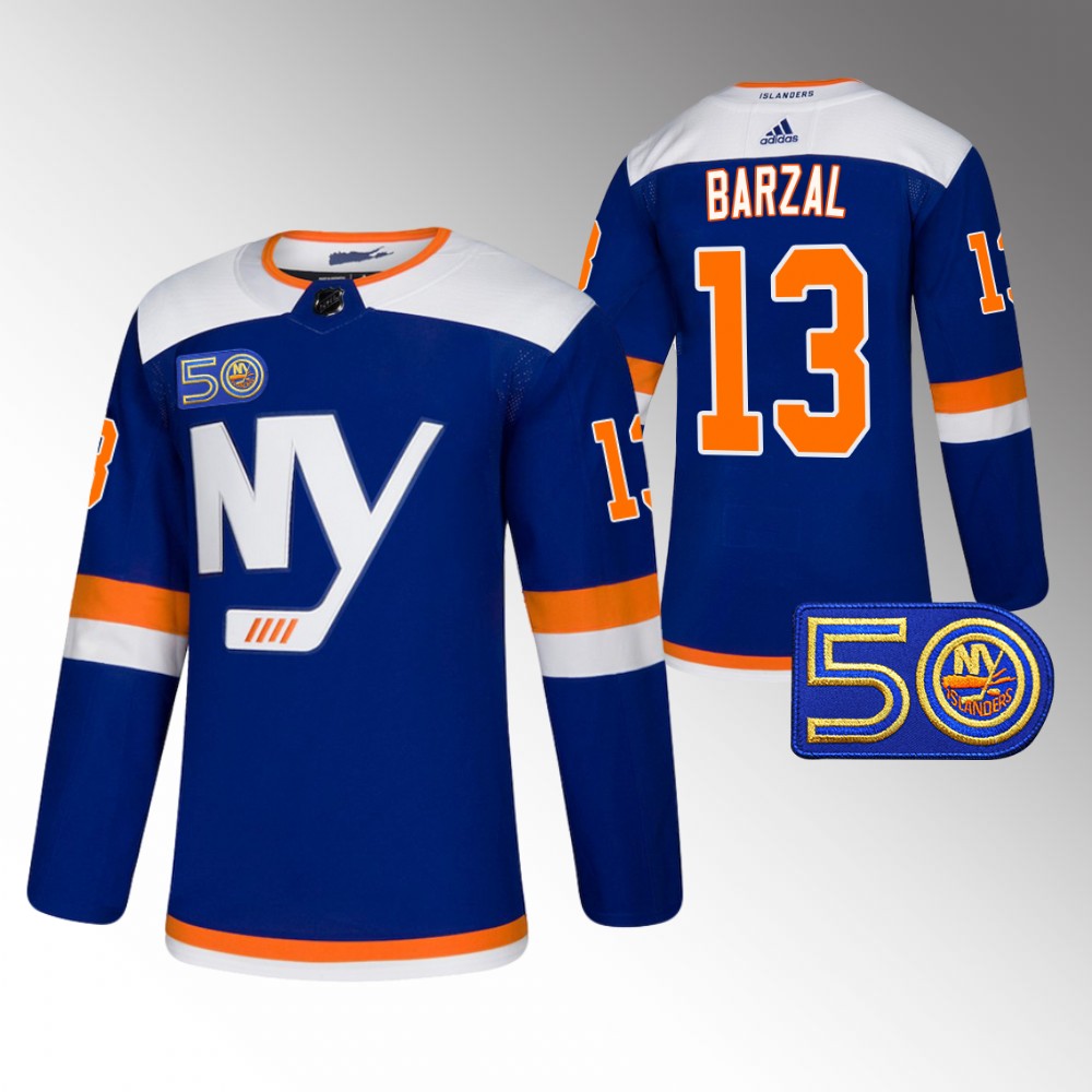 New York Islanders Mathew Barzal Royal 50th Anniversary Authentic Alternate Jersey