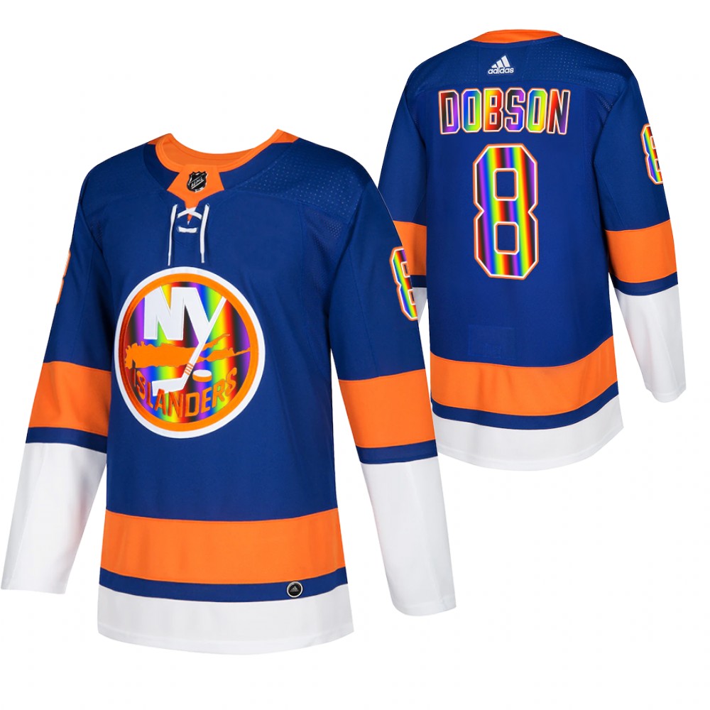 New York Islanders Noah Dobson Royal Pride Night 2022 HockeyIsForEveryone Jersey