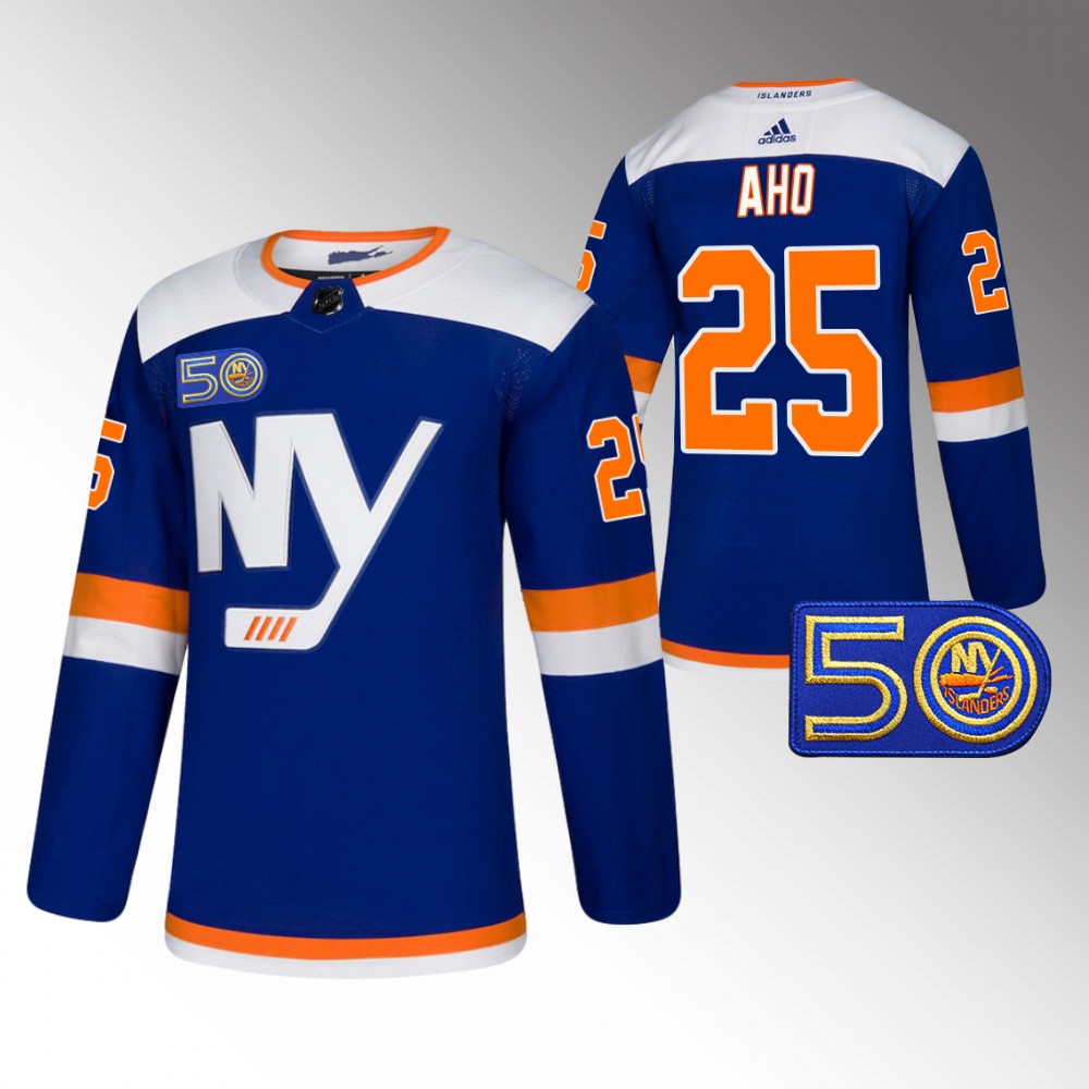 New York Islanders Sebastian Aho Royal 50th Anniversary Authentic Alternate Jersey