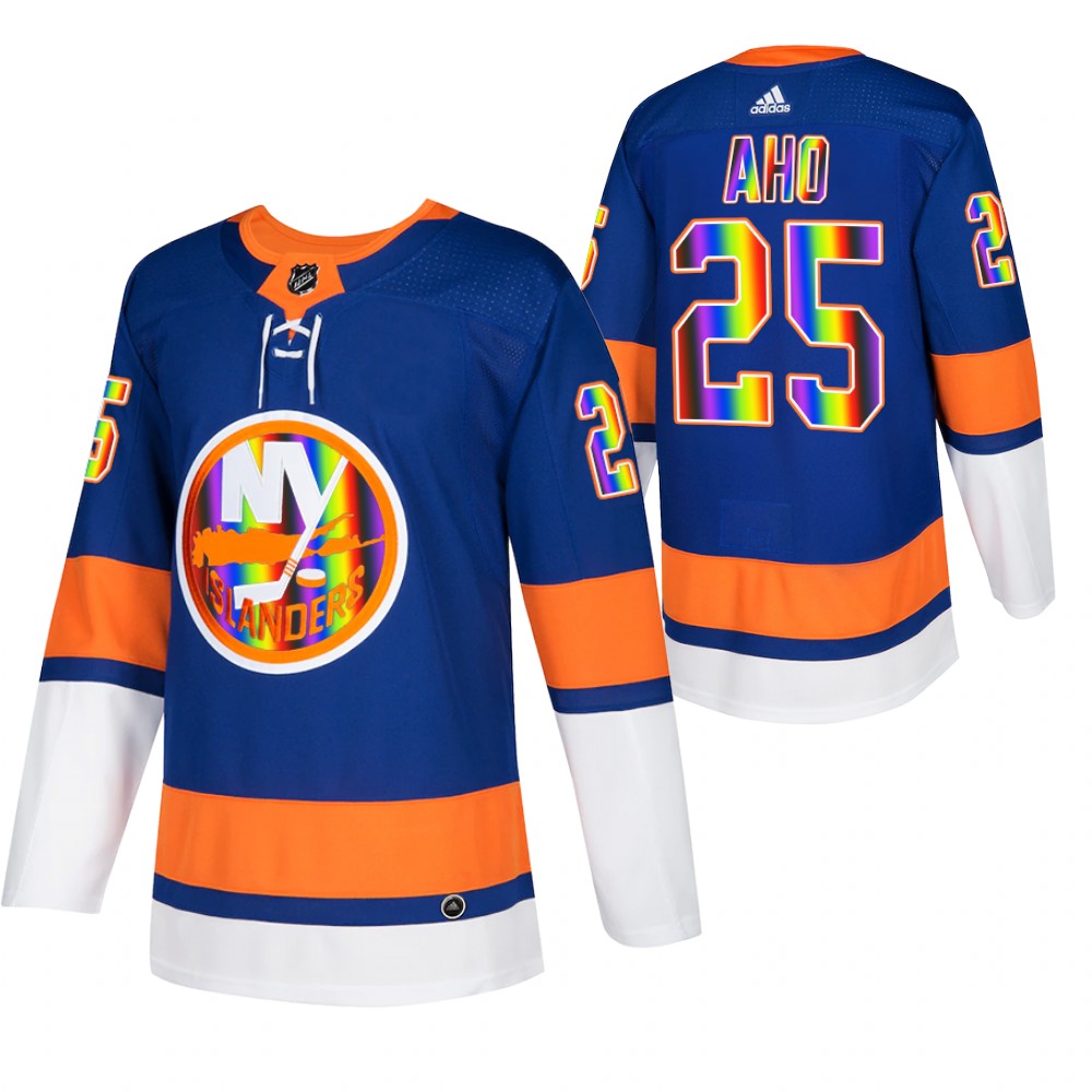 New York Islanders Sebastian Aho Royal Pride Night 2022 HockeyIsForEveryone Jersey