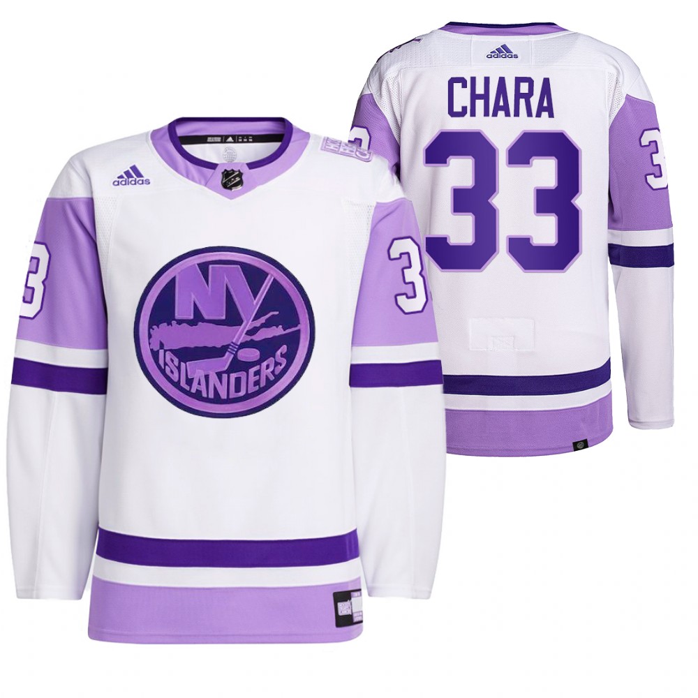 New York Islanders Zdeno Chara 2021 HockeyFightsCancer White Primegreen Jersey