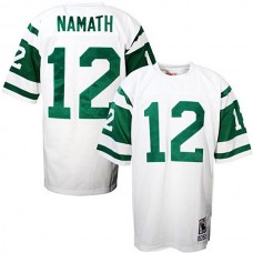 New York Jets #12 Joe Namath Mitchell & Ness White Authentic Throwback Jersey