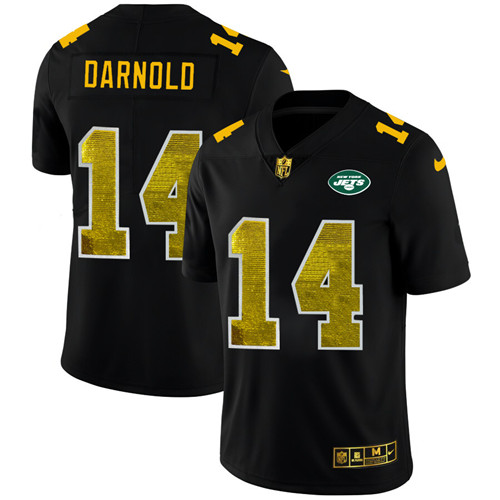 New York Jets #14 Sam Darnold Men's Black Nike Golden Sequin Vapor Limited NFL Jersey