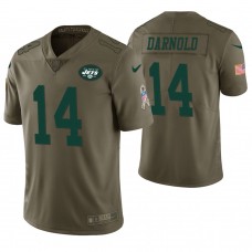 New York Jets #14 Sam Darnold Olive Salute to Service Jersey