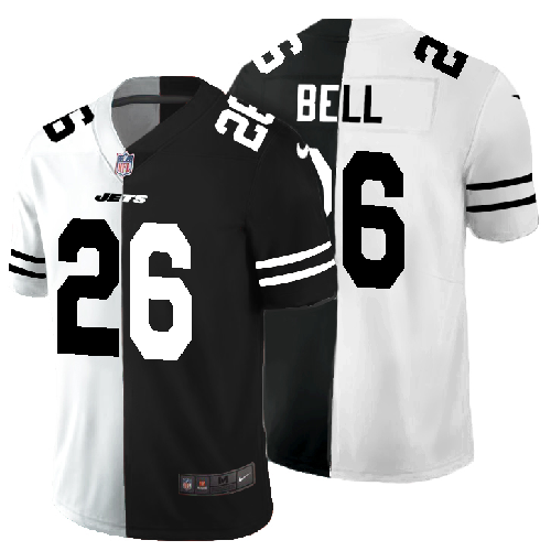 New York Jets #26 Le'Veon Bell Men's Black V White Peace Split Nike Vapor Untouchable Limited NFL Jersey