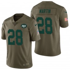 New York Jets #28 Curtis Martin Olive 2017 Salute to Service Limited Jersey