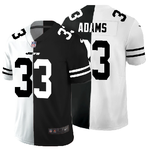 New York Jets #33 Jamal Adams Men's Black V White Peace Split Nike Vapor Untouchable Limited NFL Jersey