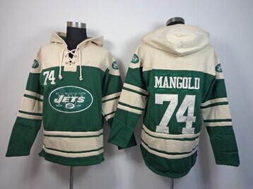 New York Jets #74 Nick Mangold Green Sawyer Hooded Sweatshirt NFL Hoodie