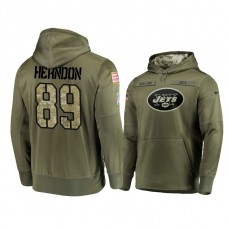 New York Jets #89 Chris Herndon Olive Pullover Hoodie 2018 Salute To Service