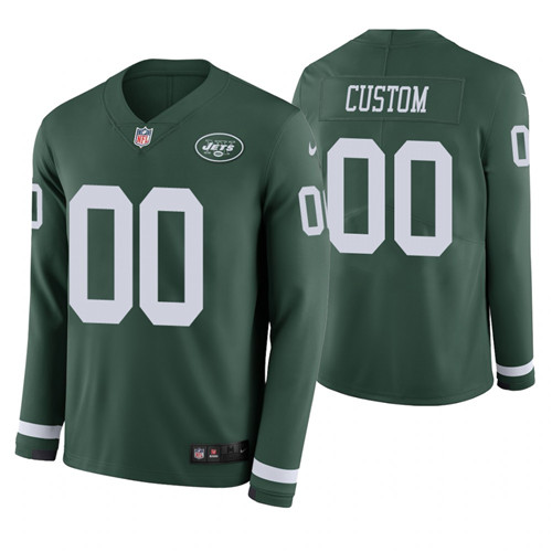 New York Jets Custom Green Therma Long Sleeve Jersey