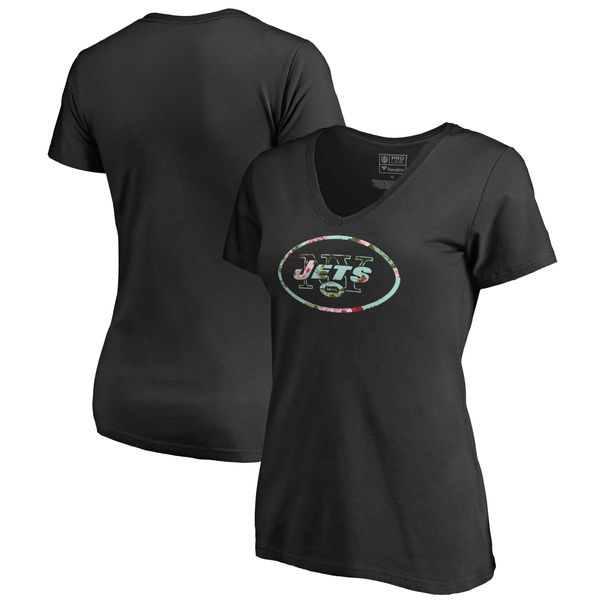 New York Jets NFL Pro Line By Fanatics Branded Women's Lovely Plus Size V Neck T-Shirt Black