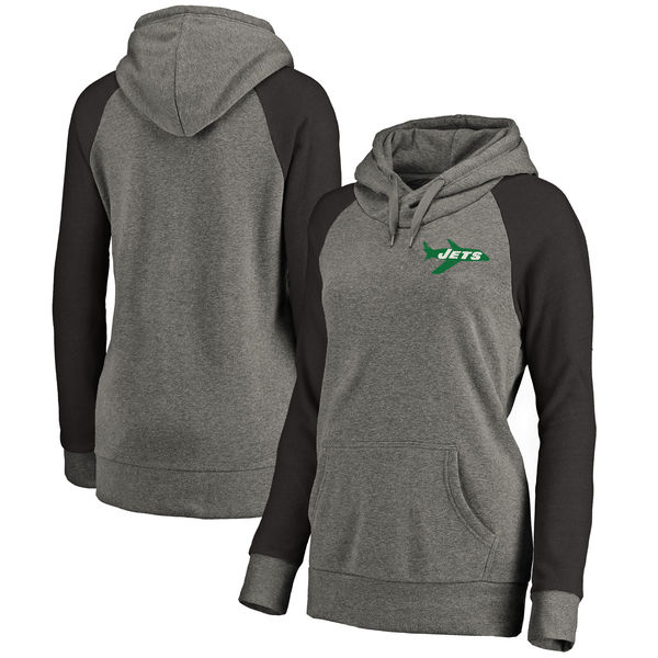 New York Jets NFL Pro Line By Fanatics Branded Women's Plus Sizes Vintage Lounge Pullover Hoodie Heathered Gray