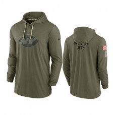 New York Jets Olive 2022 Salute to Service Tonal Pullover Hoodie