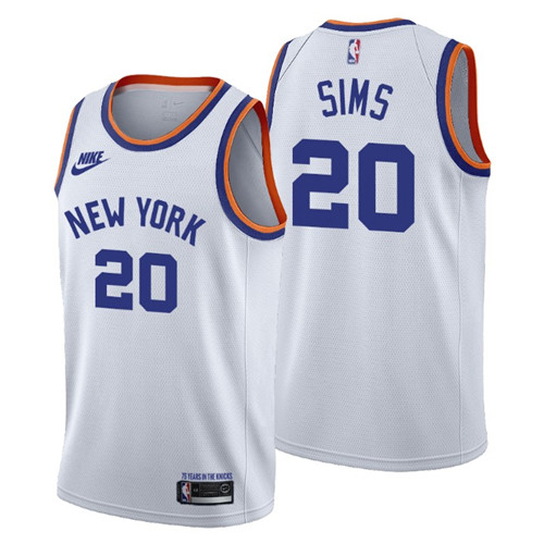New York Knicks #20 Jericho Sims Men's Nike Releases Classic Edition NBA 75th Anniversary Jersey White