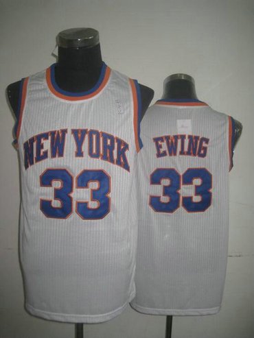 New York Knicks #33 Patrick Ewing White Throwback Stitched NBA Jersey