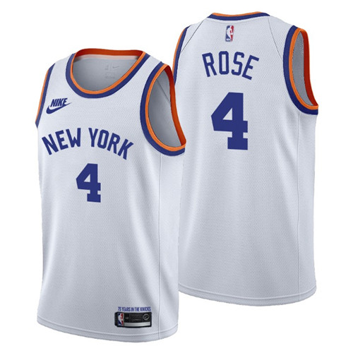 New York Knicks #4 Derrick Rose Men's Nike Releases Classic Edition NBA 75th Anniversary Jersey White