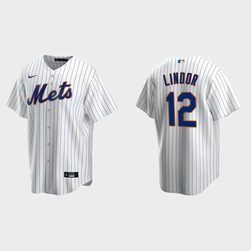 New York Mets #12 Francisco Lindor Replica Home Jersey – White
