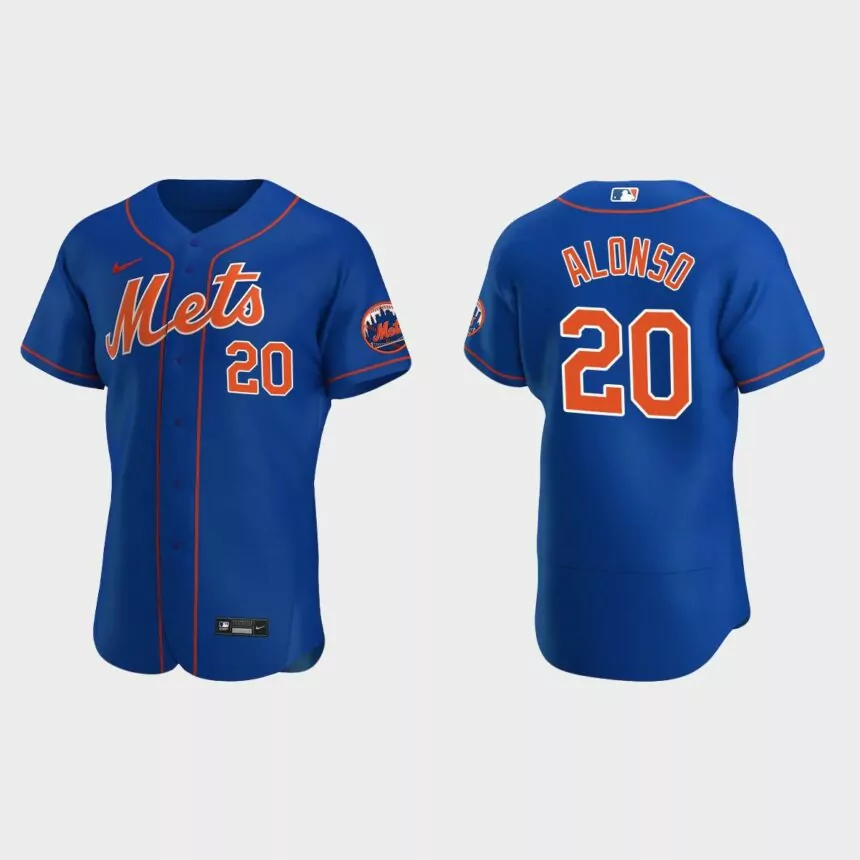 New York Mets #20 Pete Alonso 2020 Alternate Authentic Team Logo Jersey – Royal