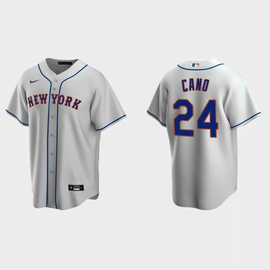 New York Mets #24 Robinson Cano Gray Replica Road Jersey
