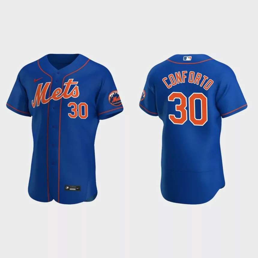 New York Mets #30 Michael Conforto 2020 Alternate Authentic Team Logo Jersey – Royal