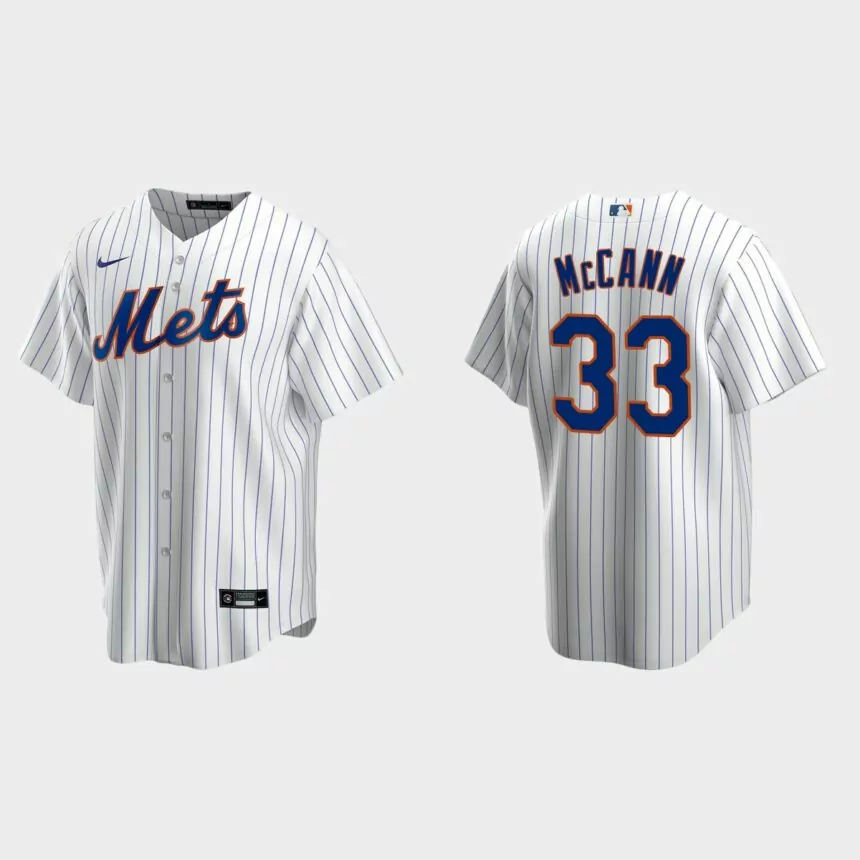 New York Mets #33 James McCann Replica Home Jersey – White