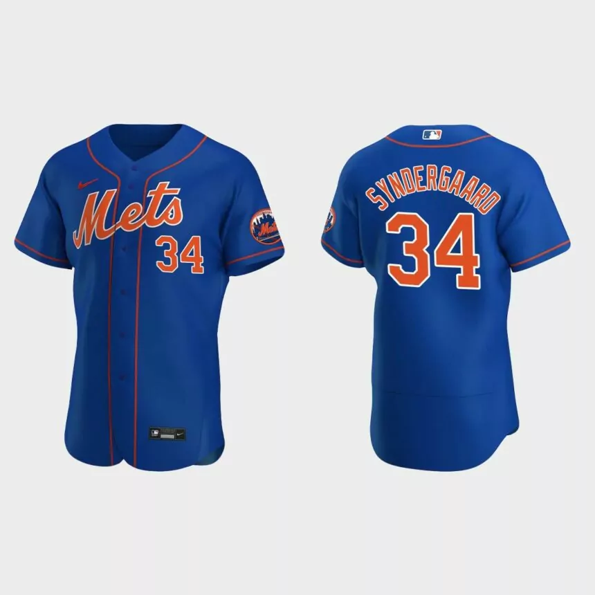 New York Mets #34 Noah Syndergaard 2020 Alternate Authentic Team Logo Jersey – Royal