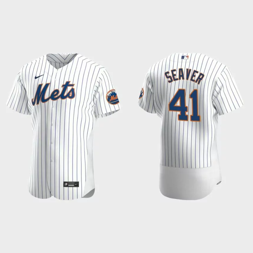 New York Mets #41 Tom Seaver hall of fame Home Authentic Jersey – White