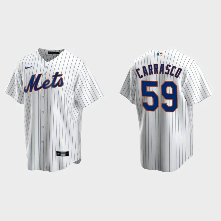 New York Mets #59 Carlos Carrasco Replica Home Jersey – White