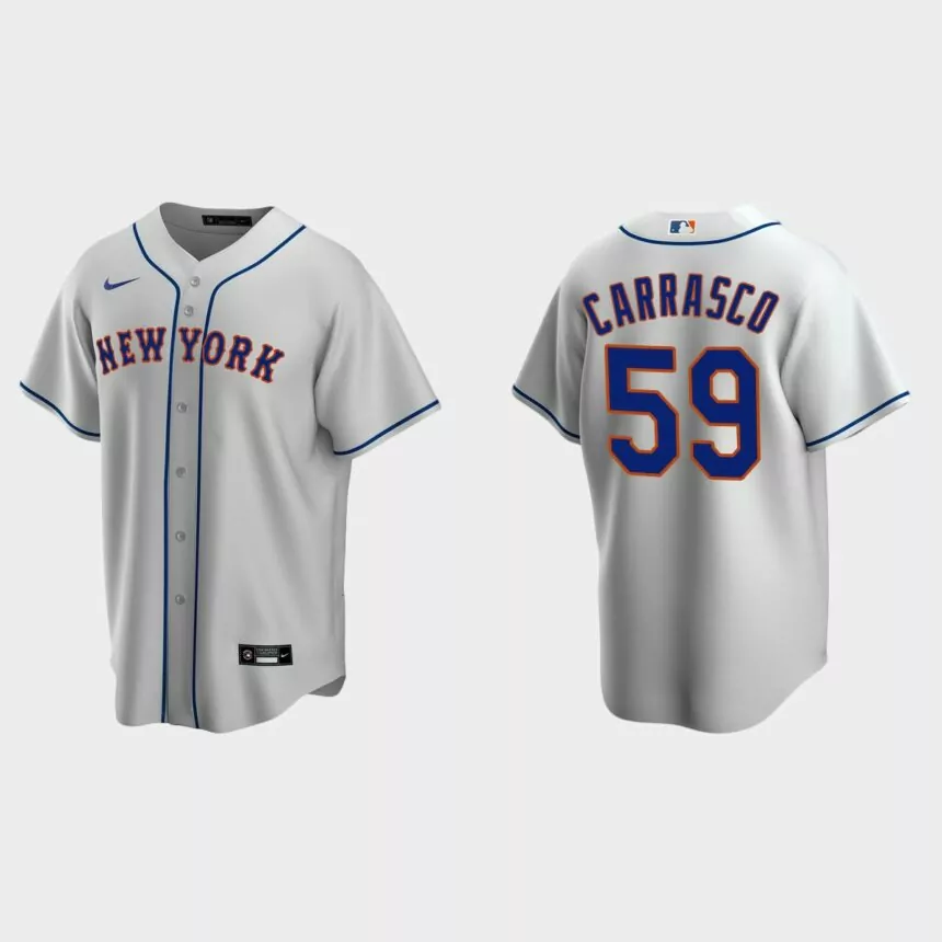 New York Mets #59 Carlos Carrasco Replica Road Jersey – Gray