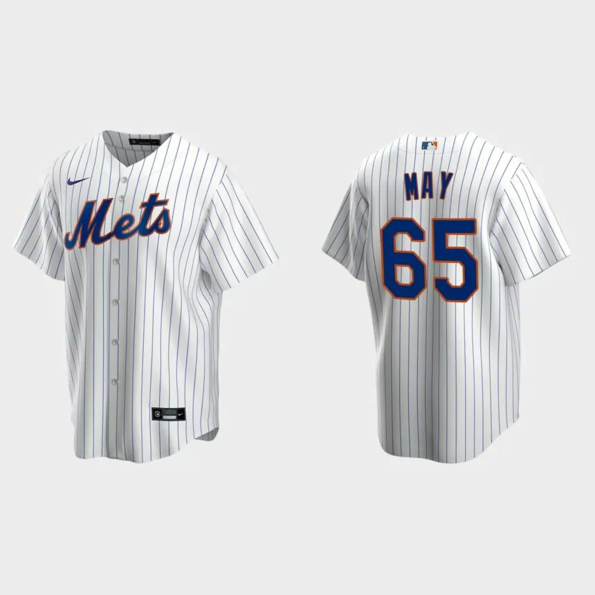 New York Mets #65 Trevor May Replica Home Jersey – White