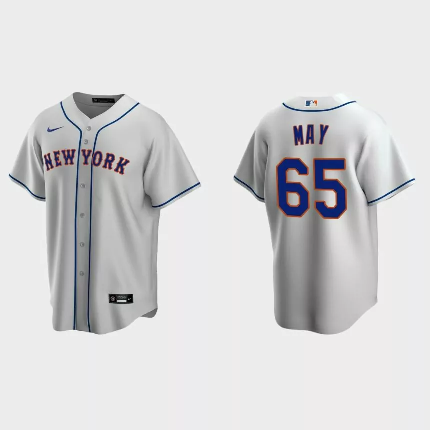 New York Mets #65 Trevor May Replica Road Jersey – Gray
