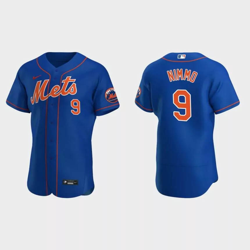 New York Mets #9 Brandon Nimmo 2020 Alternate Authentic Team Logo Jersey – Royal