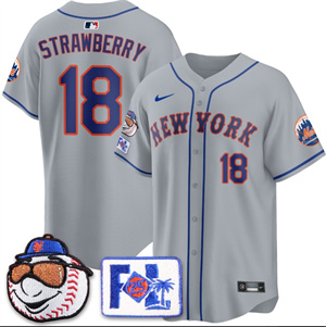 New York Mets 2025 Spring Training BASEBALL  Jersey - All Stitched Gray  Darryl Strawberry - 18