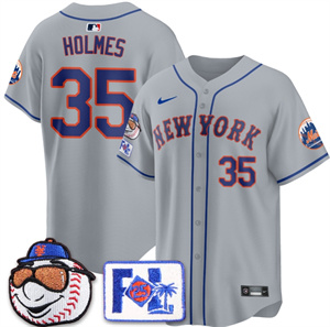 New York Mets 2025 Spring Training BASEBALL  Jersey - All Stitched Gray Clay Holmes - 35